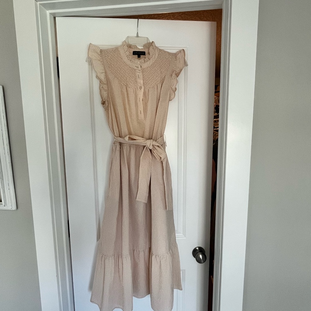 Gibson cream dress with front sash. Size S.